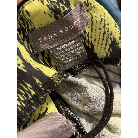 Sans Souci Snake Print Dress V-Neck Sleeveless Knee Length Medium Neon Green NWT - Picture 4 of 5